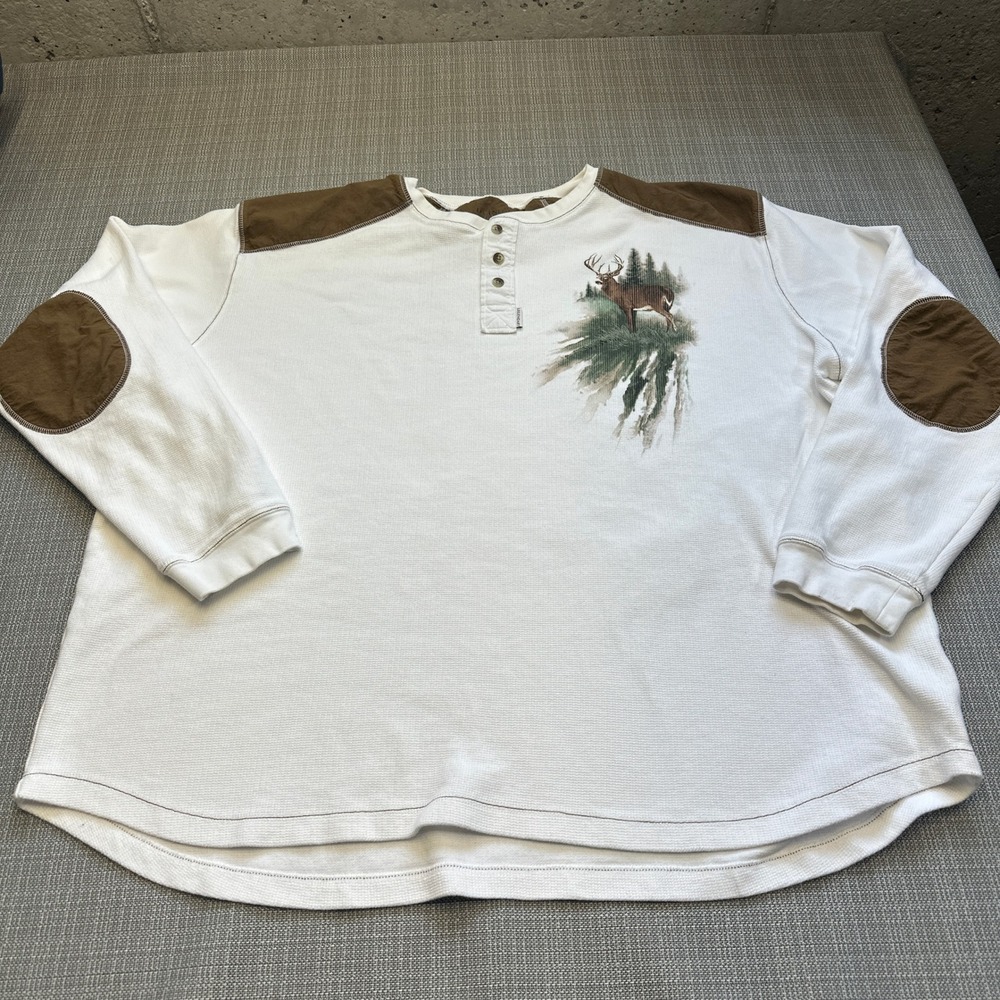 Legendary Whitetails 4XL Waffle Henley Deer Graphic Thermal‎ Shirt Outdoors 4907